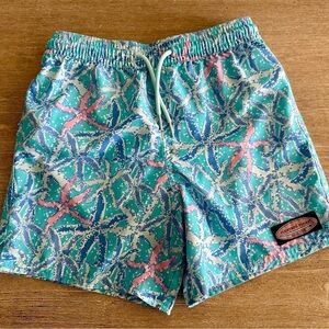 Vineyard Vines Boy’s Starfish Print Shorts - Blue and Pink